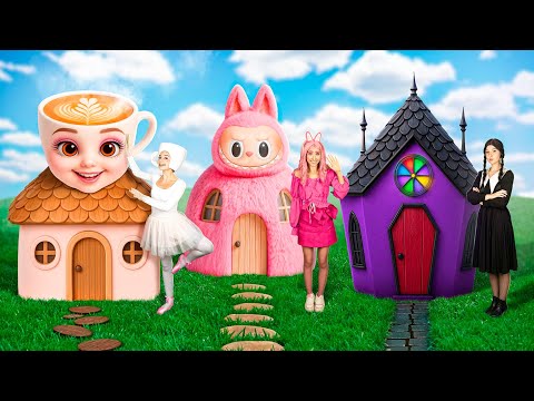 We Build a Tiny House for Ballerina Cappuccino & Wednesday & Labubu