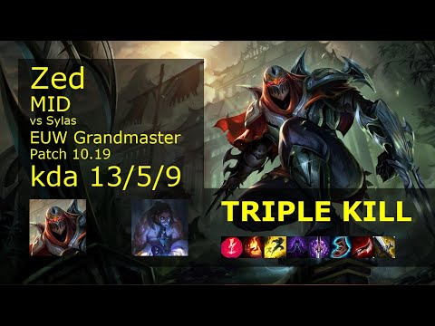 Zed vs Sylas Mid - EUW Grandmaster 13/5/9 Patch 10.19 Gameplay