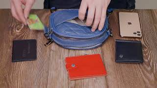 Стильна жіноча стьобана сумка з натуральної шкіри Vintage 22327 синя