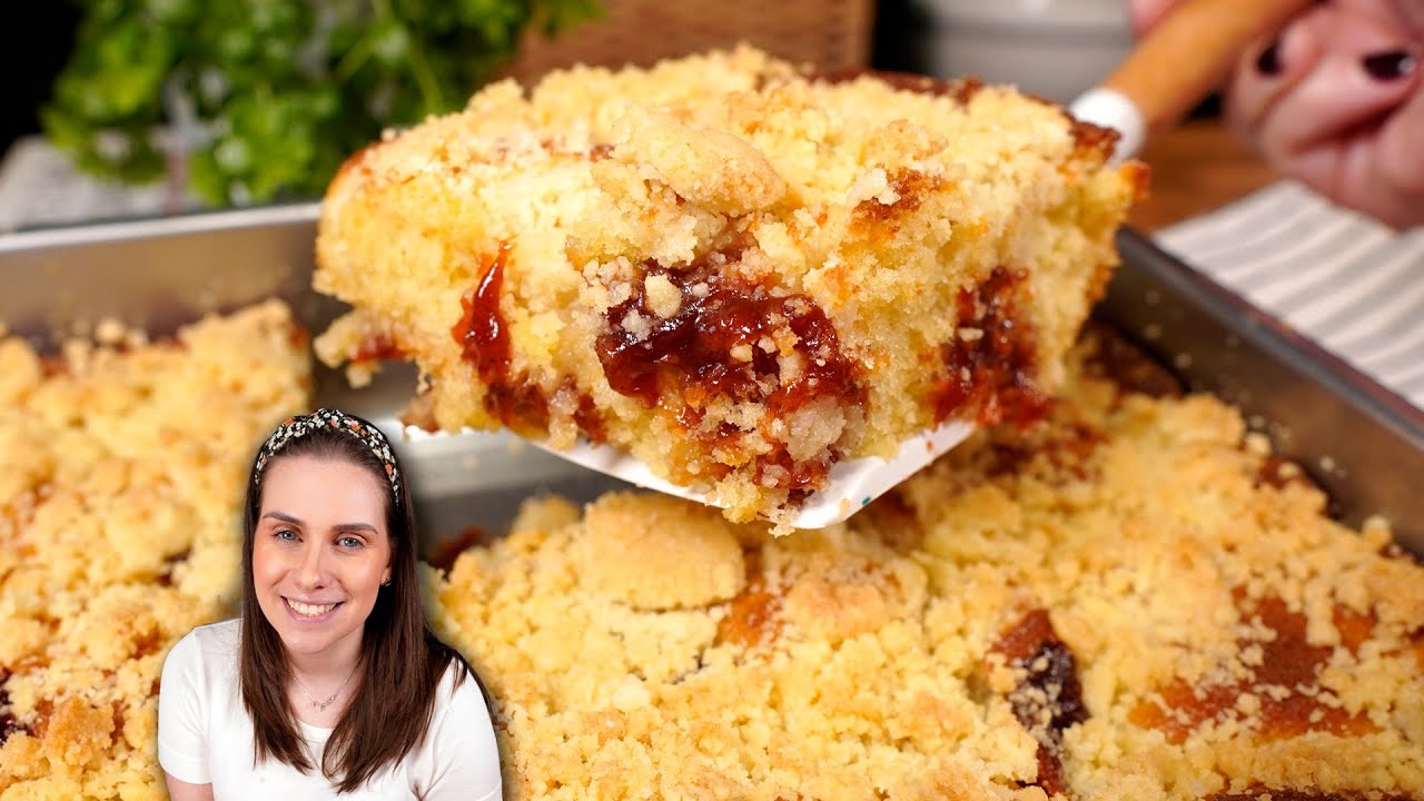 Cuca de goiabada DELICIOSA! Farofinha crocante, goiabada e massa bem fofinha e fácil!