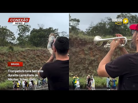 Vídeo: Trompetista toca berrante durante caminhada de Nikolas: ‘tchau, gado’.