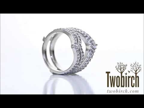 0.53ct. Double Row Chevron Anniversary Ring Guard - TwoBirch TB-GUARD-0062-WG-H