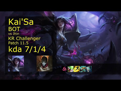 Kai'Sa ADC & Thresh vs Jhin & Rell - KR Challenger 7/1/4 Patch 11.5 Gameplay // [롤] 카이사 vs 진