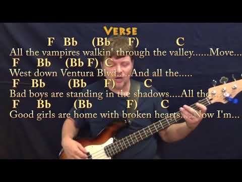Free Fallin' (Tom Petty) Bass Guitar Cover Lesson in F with Chords/Lyrics