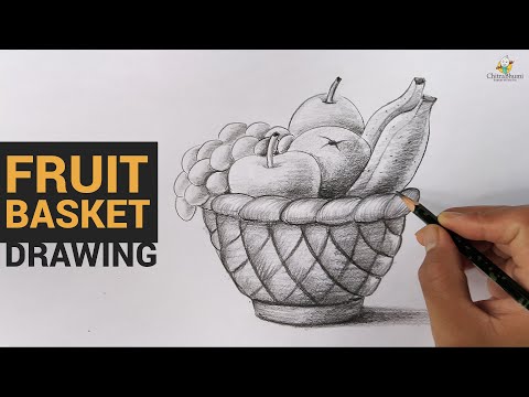 How To Draw Fruit Basket Easy with Pencil Shading | Drawing Tutorials