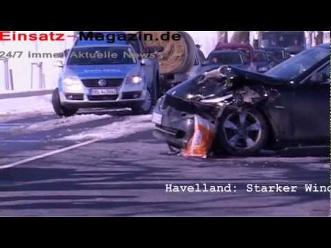 Havelland:  Schneewehen- Frontalzusammenstoß auf der B5 bei Haage - ein Verletzter