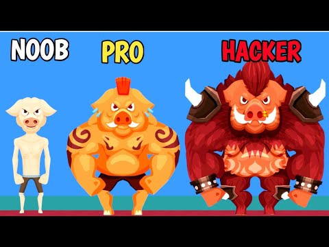 NOOB vs PRO vs HACKER-Tough Man Pig(🐖).
