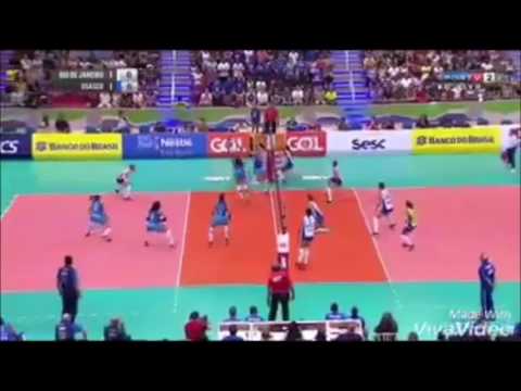 Pancada da Anna na Malesevic. Rexona-Sesc Rio X Vôlei Nestlé Osasco, Superliga 2016/2017