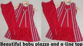 Baby top and plazo cutting and stitching/6-7 year old baby girl dress design cutting and stitching
