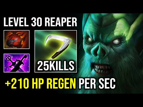 +210 HP REGEN 1 Shot Reaper Level 30 Late Game Carry 1v5 Super Tank Necrophos Dota 2
