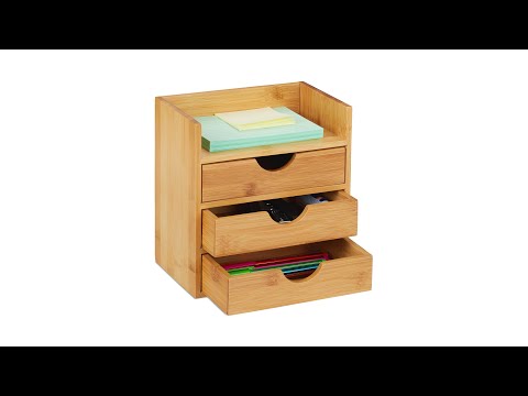 Schreibtisch Organizer mit 3 Schubladen Braun - Bambus - 20 x 21 x 13 cm