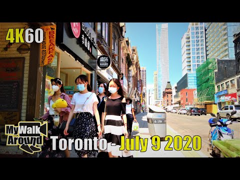 Toronto heat wave walk through downtown filmed on July 9 2020 (Part 2 Toronto walking video)