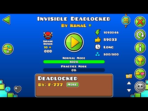 [Insane Demon (secret way)] Invisible Deadlocked by KrmaL - Geometry Dash | Henry03