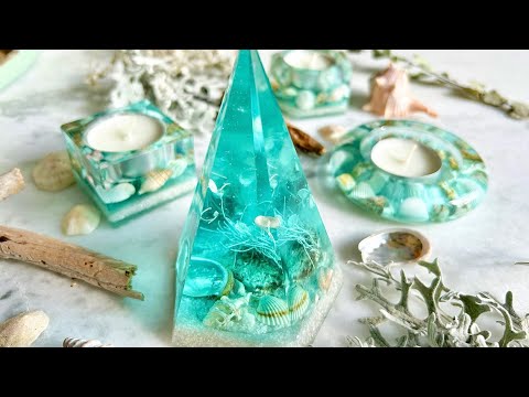 Beautiful Resin Tea Light Candle Holders With Rose Quartz and Flowers