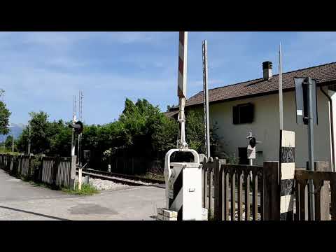 Transito di una tripla di 668 serie 3100 al Passaggio a livello di Safforze.