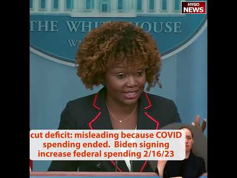 cut deficit: misleading because COVID spending ended. Biden signing increase federal spending