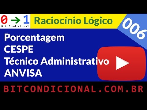 Raciocínio Lógico Matemático RLM - Porcentagem CESPE ANVISA 2016 [006] - Concursos Públicos