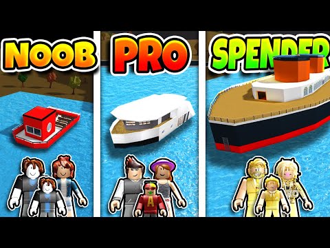 Roblox NOOB vs PRO vs ROBUX SPENDER FAMILY YACHT HOUSE BUILD CHALLENGE in BLOXBURG