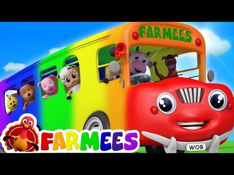 Wheels On The Bus | Songs For Childrens | 3D Color Bus For Kids by Farmees
