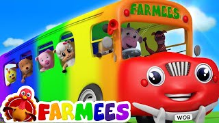 Wheels On The Bus | Songs For Childrens | 3D Color Bus For Kids by Farmees