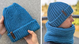 Crochet Men's Hat with Double Brim