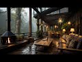 Soft Jazz Instrumental Background Music For Relief Stress Relax Forest Cabin Balcony On Rainy Day