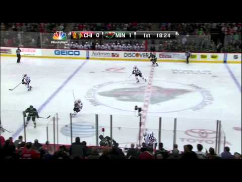 Matt Cullen goal 30 Jan 2013 Chicago Blackhawks vs Minnesota Wild NHL Hockey