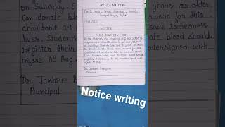 Notice Writing  on Blood Donation Camp