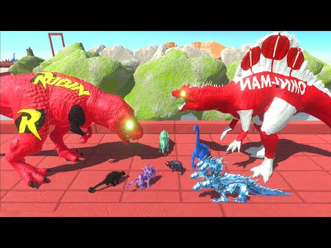 ESCAPE FROM ROBIN T-REX and OMNI MAN SPINOSAURUS TEAM - Animal Revolt Battle Simulator