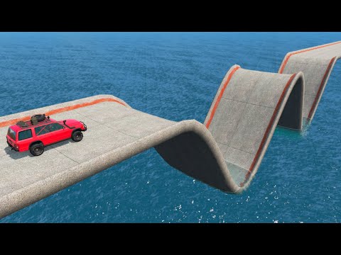 Impossible Wave Bridge Car Rescue Cars Vs Deep Water - BeamNG.Drive