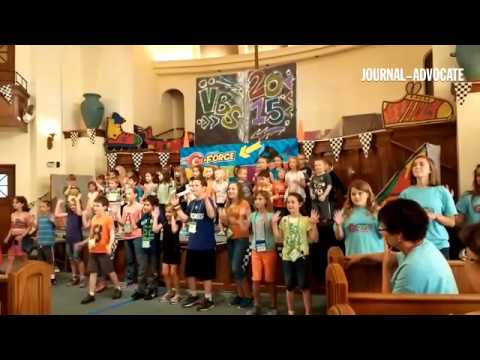 First Presbyteria's G-Force VBS opens the First Friday concert with their theme song for the week