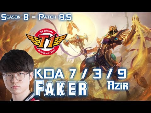 SKT T1 Faker AZIR vs RYZE Mid - Patch 8.5 KR Ranked