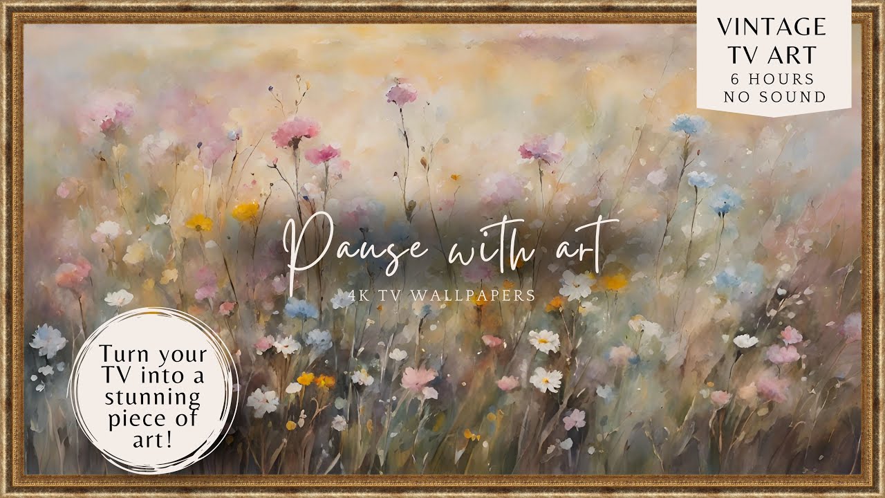 Spring Decor Frame TV Art | Soft Spring Colors | Flowers Field | Easter Time Art