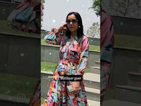 New Gown Design with Multilayer Frills & Balloon Sleeves 👗 | #Trending #GownDesign | #fashion