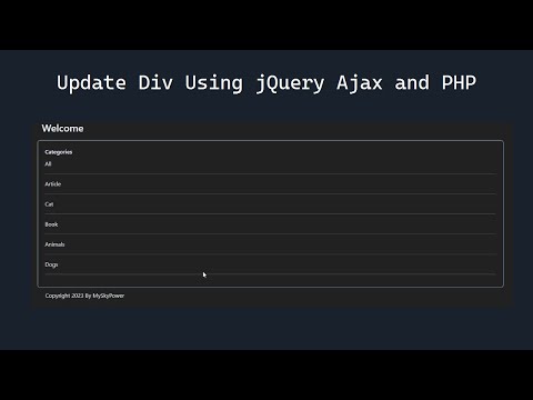 Update Div Using jQuery Ajax and PHP