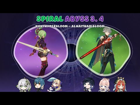 C1 Kuki Hyperbloom  & C0 Alhaitham Bloom - [3.4 Spiral Abyss - Floor 12] - Genshin Impact