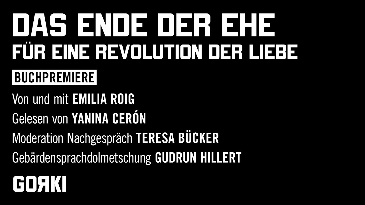 Buchpremiere | DAS ENDE DER EHE von Emilia Roig