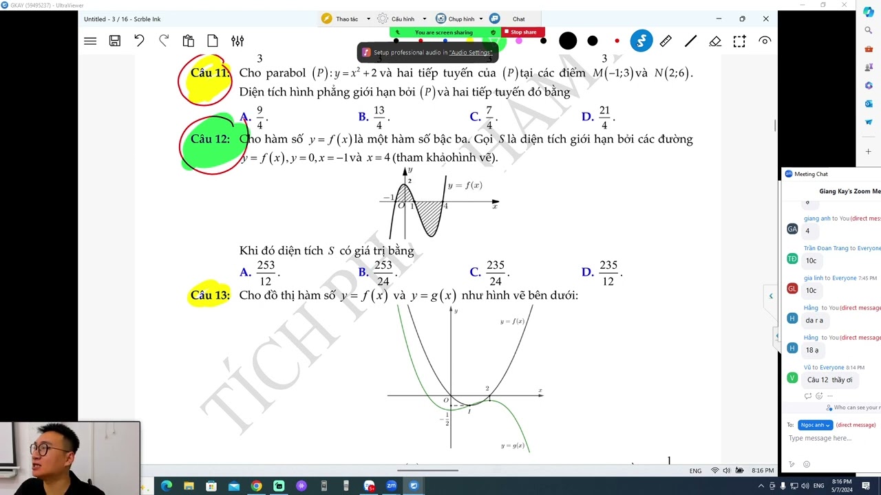 TỔNG ÔN ỨNG DỤNG TÍCH PHÂN BUỔI 1
