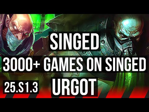 SINGED vs URGOT (TOP) | Rank 6 Singed, 3000+ games | NA Grandmaster | 25.S1.3