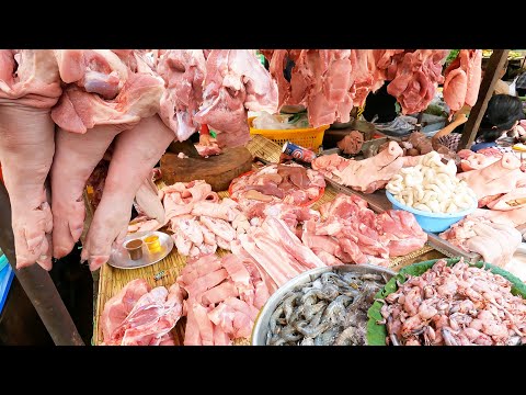 Most Popular Cambodian Markets For Food Shopping Early Morning in Phnom Penh City - Food Market