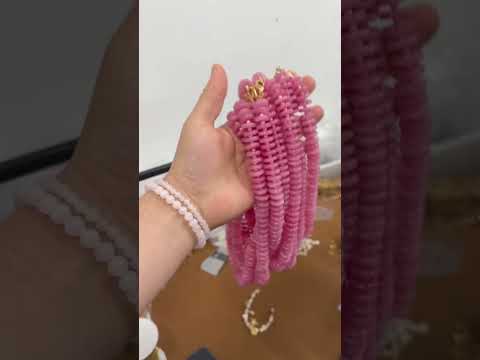 Pink Flat Beads & Red Accents ✨ Natural Stone Necklace