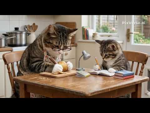 A busy day for mother cat