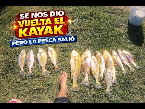 Pescamos CORVINAS BLANCAS en kayak en Manantiales… ¡y terminamos en el agua! 😂