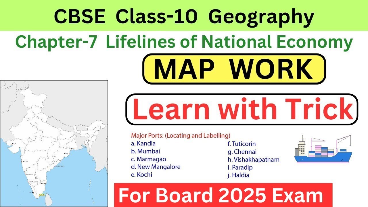 Map Work | CBSE Class 10 Geography Chapter 7 Lifelines of National Economy major ports | Board 2025