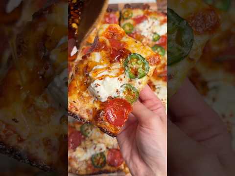 the crisp on this Detroit style pizza is everything