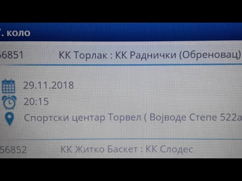 29.11.2018. 1MRL Torlak vs Radnički O. uživo