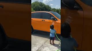 Caught son washing our car 🤣 #shorts