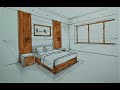 How To Draw Bedroom in 2 Point Perspective