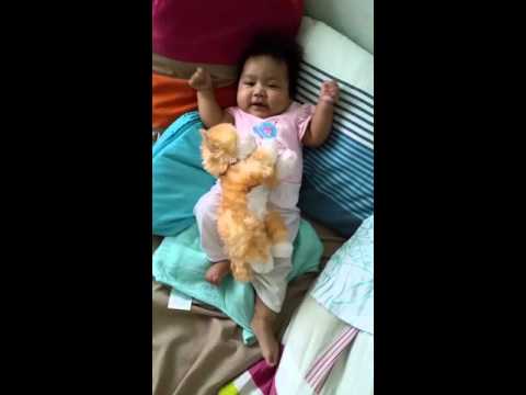 Hanika with the her cat toy