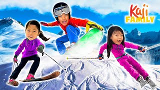 Ryan EXPERT Snowboarding! Emma and Kate Amazing Ski Skills
